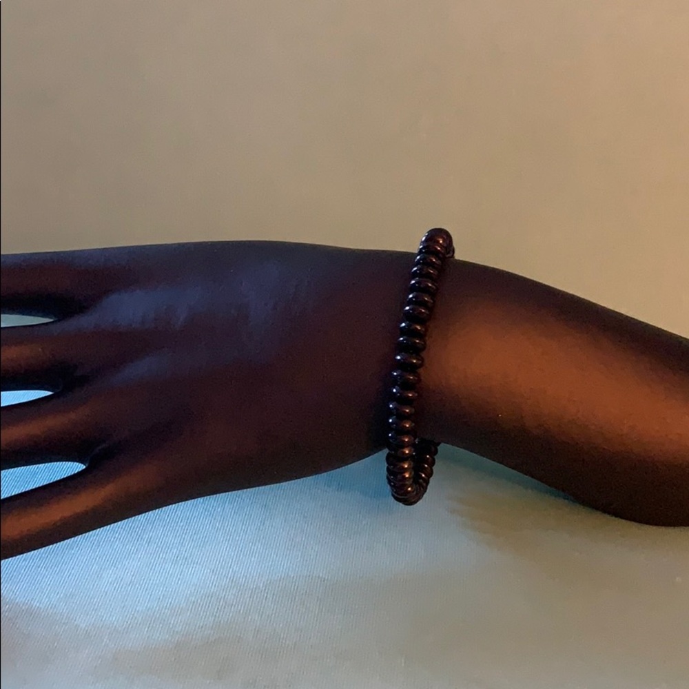 Black Glass Bead Bracelet